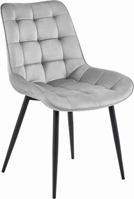 Svetlosivá zamatová stolička BERA s čiernymi nohami