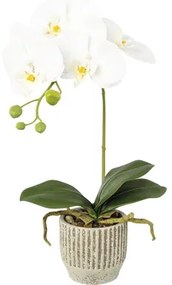 Umelá kvetina orchidea phalaenopsis v keramickom kvetináči 36 cm biela