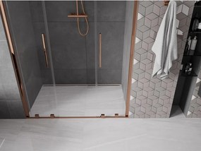 Mexen Velar L Duo, posuvné sprchové dvere do otvoru 150 cm, 8mm číre sklo, ružové zlato, 871-150-003-02-60