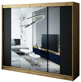 Skriňa Halifax T2 250 Dub Artisan/čierna/Zrkadlo