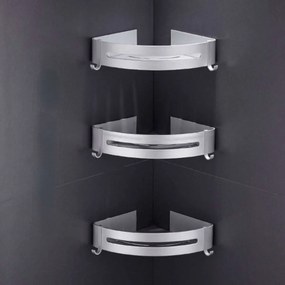 Rohová polička do koupelny MYZEA II stříbrná