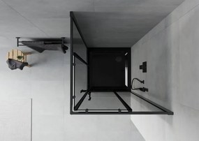 Mexen Rio Štvorcový sprchový kút 80 x 80 cm, grafit, čierny + sprchová vanička Flat, čierna - 860-080-080-70-40-4070B