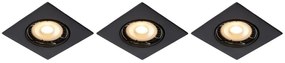 Lucide 11002/15/30 FOCUS - Zapustené bodové svetlo - LED stmievatelná - GU10 - 3x5W 3000K - sada 3 ks - Čierne