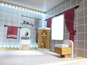 KIK Drevený domček pre bábiky s nábytkom a LED osvetlením, 78 cm, biely