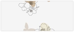 Obraz - Béžové kvety s motýľom N⁰2 (120x50 cm)