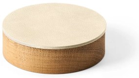 Krémový/v prírodnej farbe drevený/z eko kože úložný box s vekom/dekoratívny ø 11x3,5 cm Circle Nupo – LIND DNA