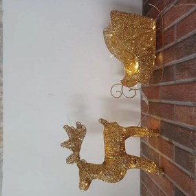 DECOLED LED svetelný jeleň so sánkami, 40 cm, teplá biela