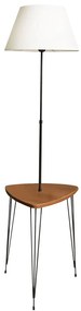 Stojacia lampa v bielo-prírodnej farbe s textilným tienidlom (výška 147 cm) – Opviq lights