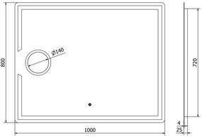 Mexen Onyx, LED kúpeľňové zrkadlo s podsvietením a kozmetickým zrkadielkom 100x80 cm, 6000K, ochrana proti zahmlievaniu, 9813-100-080-611-00