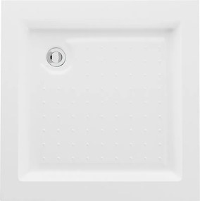 Mexen Rio, štvorcová sprchová vanička 70x70x14 cm + chrómový sifón, biela, 45107070