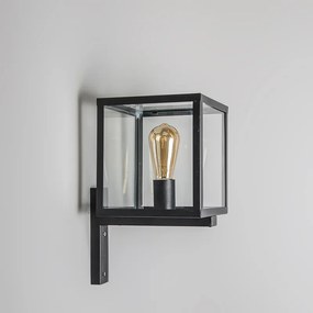 Priemyselná štvorcová vonkajšia nástenná lampa čierna IP23 - Rotterdam