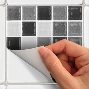 Sada 9 dekoratívnych samolepiek na stenu Ambiance Shade of Grey, 15 × 15 cm