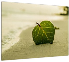Sklenený obraz listu v piesku (70x50 cm)