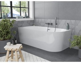 Mexen Mia, voľne stojaca rohová vaňa, lavá, 180 x 80 cm, biela, grafitový prepad, 52691808000L-66