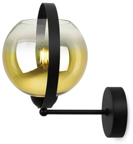Nástenné svietidlo Bergen gold ring, 1x zlaté/transparentné sklenené tienidlo (fi 15cm)