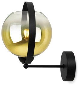 Nástenné svietidlo Bergen Gold Ring, 1x zlaté/transparentné sklenené tienidlo (fi 15cm)