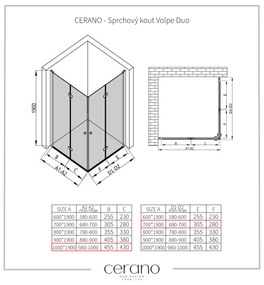 Cerano Volpe Duo, sprchovací kút so skladacími dverami 100(dvere) x 70(dvere), 6mm číre sklo, chrómový profil, CER-CER-480193