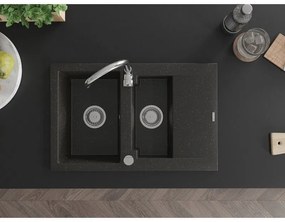 Mexen Gaspar - drez granitový 73,7x47,5cm, 1,5-komorový, čierna-zlatá, 6507731505-75