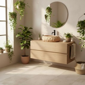 Umývadlo na dosku z kompozitného kameňa REA MIKA LIGHT TERRACOTTA 50x38 cm, béžová