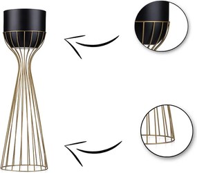 KOVOVÝ KVETINÁČ SO STOJANOM GLAM 68X20 CM ČIERNA/ZLATÁ