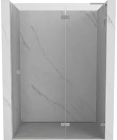 Mexen, Mexen Lunar L Otočné pravé sprchové dvere 130 cm, transparentné, brúsený nikel - 834L-130-000-97-00-P