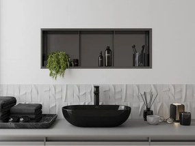 Mexen X-Wall-R, polica na zapustenie s prírubou  90 x 30 cm, grafitová matná - 19E0903010S