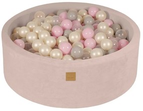 Krémový zamatový bazénik s loptičkami ø 90x30 cm Montessori – Meowbaby