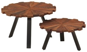 Konferenčné stolíky 2 ks masívne recyklované drevo a železo 356250