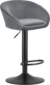 Barová stolička EAST sivý zamat / čierna podnož