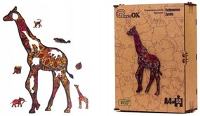 LEAN TOYS Drevené EKO Puzzle – Žirafa A4, 55 dielikov