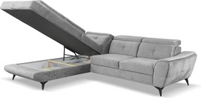 Rohová sedacia súprava Sergio, svetlo šedá látka, ľavý roh