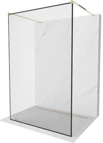 Mexen Kioto, priechodná sprchová zástena 110 x 200 cm, 8mm sklo číre/čierny vzor, złota- 800-110-002-50-70