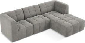 Sivá zamatová rohová pohovka (pravý roh/s leňoškou) Aloha – Makamii