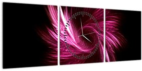 Obraz - ružová abstrakcia (s hodinami) (90x30 cm)