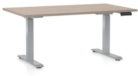 Výškovo nastaviteľný stôl OfficeTech D, 120 x 80 cm, sivá podnož, dub