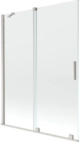 Mexen Velar, 2-krídlová posuvná vaňová zástena 130 x 150 cm, 8mm číre sklo, brúsená oceľ, 896-130-000-01-97