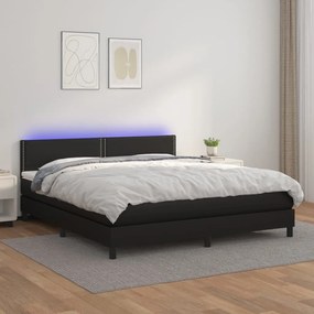 Boxspring posteľ s matracom a LED čierna 180x200 cm umelá koža 3134177