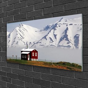 Skleneny obraz Hora dom krajina 140x70 cm