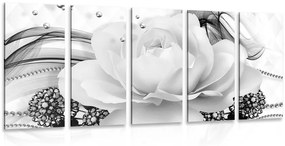 5-dielny obraz luxusná ruža v čiernobielom prevedení Varianta: 100x50