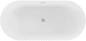 Mexen Paola, voľne stojaca vaňa, drážkovaná, 170 x 80 cm, biela matná, brúsená oceľ, 52721708001-97