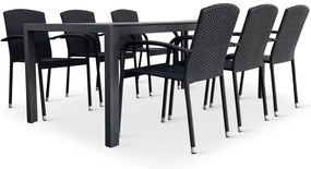 Záhradný jedálenský set Viking XL 190cm + 6x ratanová stolička Roma