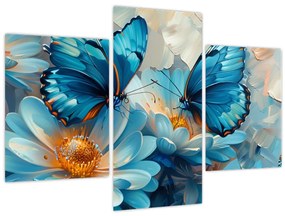 Obraz - Modrí motýle (90x60 cm)