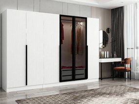 Elegantná šatníková skriňa ShadowLux biela s dymovými dvierkami 210 x 270 x 52 cm