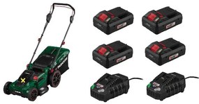 Parkside®  Aku kosačka na trávu Prma 40-Li D2 + Smart akumulátor 20 V/4Ah Paps 204 A1, 4 kusy + Nabíjačka 20 V/4,5 A, 2 kusy  (800010670)