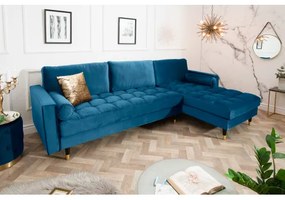 Rohová sedacia súprava 39847 Cozy - Zamat tmavo modrá - Komfort-nábytok