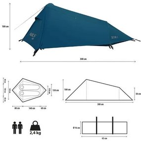 Ľahký stan NILS Camp NC2502 Skyair 2 - modrý