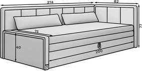 Tmavosivá ženilková rozkladacia/s úložným priestorom pohovka 214 cm Fulgeo – ELTAP