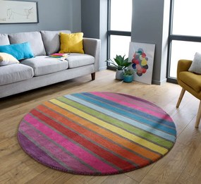 Flair Rugs koberce Ručne všívaný kusový koberec Illusion Candy Multi kruh - 160x160 (priemer) kruh cm