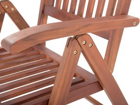 Záhradná skladacia stolička z akáciového dreva so svetločerveným vankúšom TOSCANA Beliani
