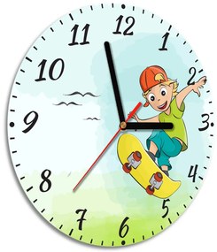Gario Detské hodiny Chlapec na skateboarde Rozmery: 30 x 30 cm